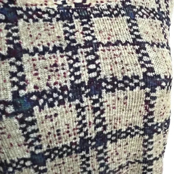 Lucky Brand mixed media plum and navy open back sweater XL - Picture 3 of 5